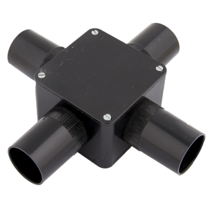 32 mm PVCu Conduit 4 Way Box Black
