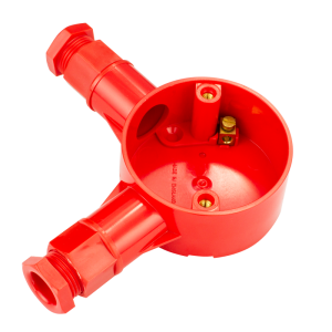 20 mm PVCu Conduit Angle Box Red with Glands