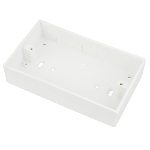 2 Gang 32 mm Deep PVCu Moulded Surface Pattress Back Box Square Corners White