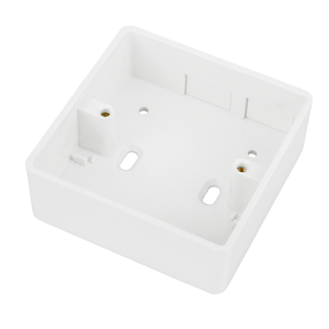 1 Gang 32 mm Deep PVCu Moulded Surface Pattress Back Box Round Corners White
