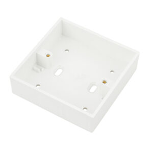 1 Gang 25 mm Deep PVCu Moulded Surface Pattress Back Box Plain Sides Square Corners White