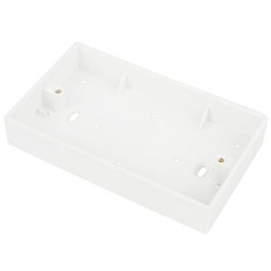 2 Gang 25 mm Deep PVCu Moulded Surface Pattress Back Box Plain Sides Square Corners White
