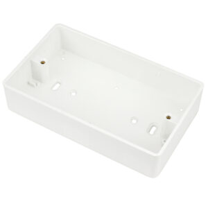 2 Gang 32 mm Deep PVCu Moulded Surface Pattress Back Box Plain Sides Round Corners White