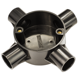 20 mm PVCu Conduit 4 Way Box Black