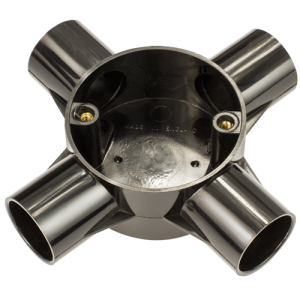 25 mm PVCu Conduit 4 Way Box Black - Image 1