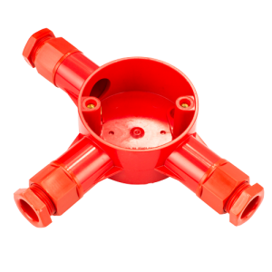 20 mm PVCu Conduit Tee Box Red with Glands