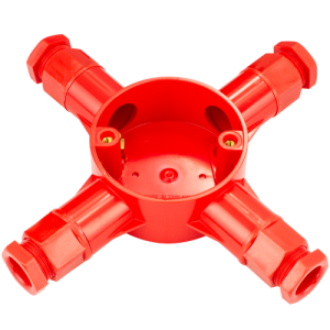 20 mm PVCu Conduit 4 Way Box Red with Glands