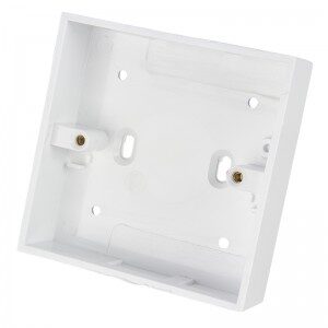 1 Gang 25 mm Deep PVCu Moulded Surface Pattress Back Box Square Corners White