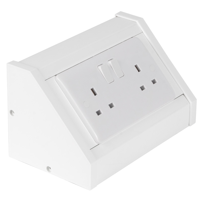 2 Gang Pre-Wired Bench Trunking Unit White - Centaur